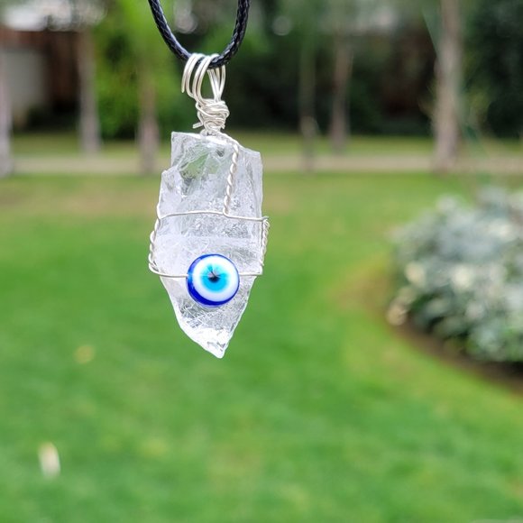 Clear Quartz Evil Eye Pendant - Picture 3 of 6